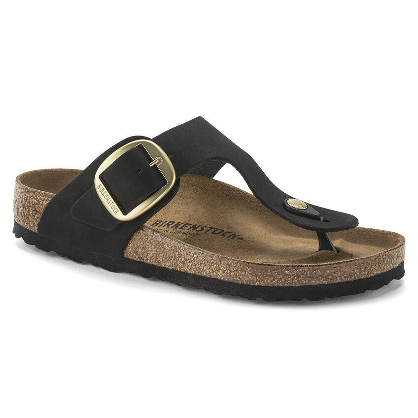 Birkenstock Gizeh Big Buckle Nubuck Leather Black